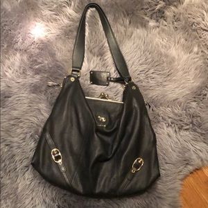 Emma Fox Classic Frame Black Leather Purse